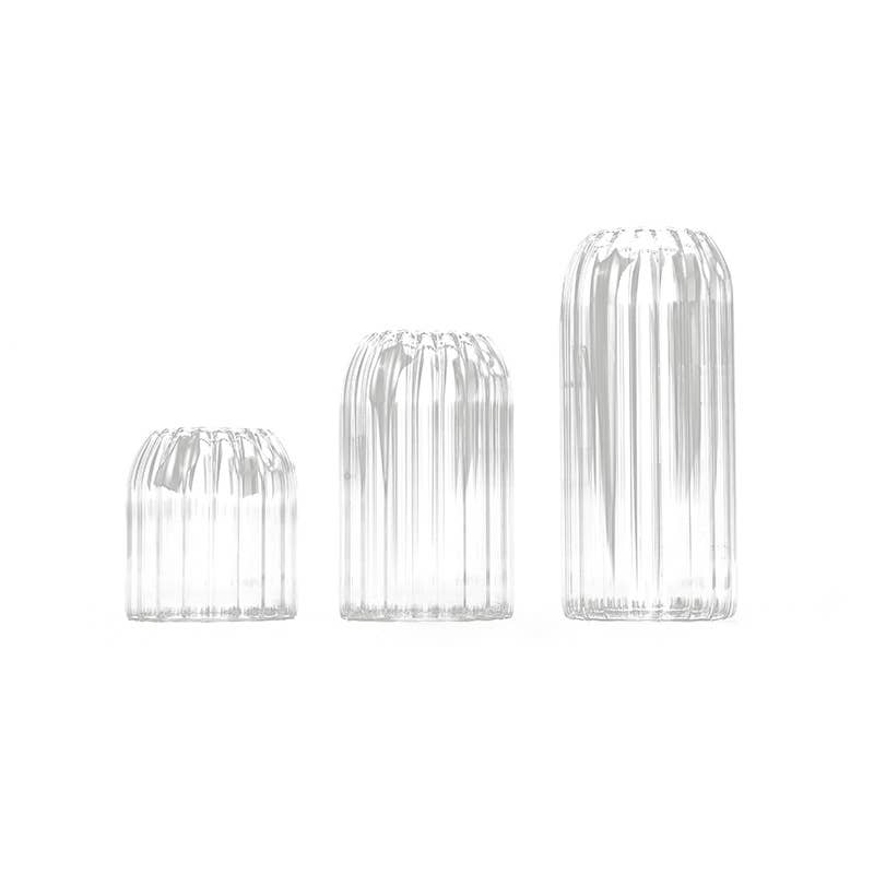 Stripes Clear Bud Vases, Borosilicate Light Weight Glass - HER Home Design Boutique
